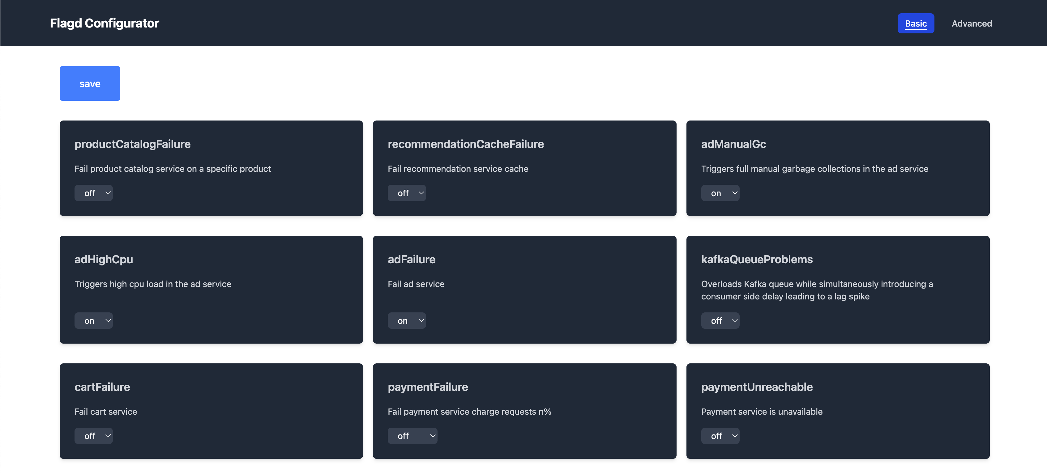 OTel Demo feature flags